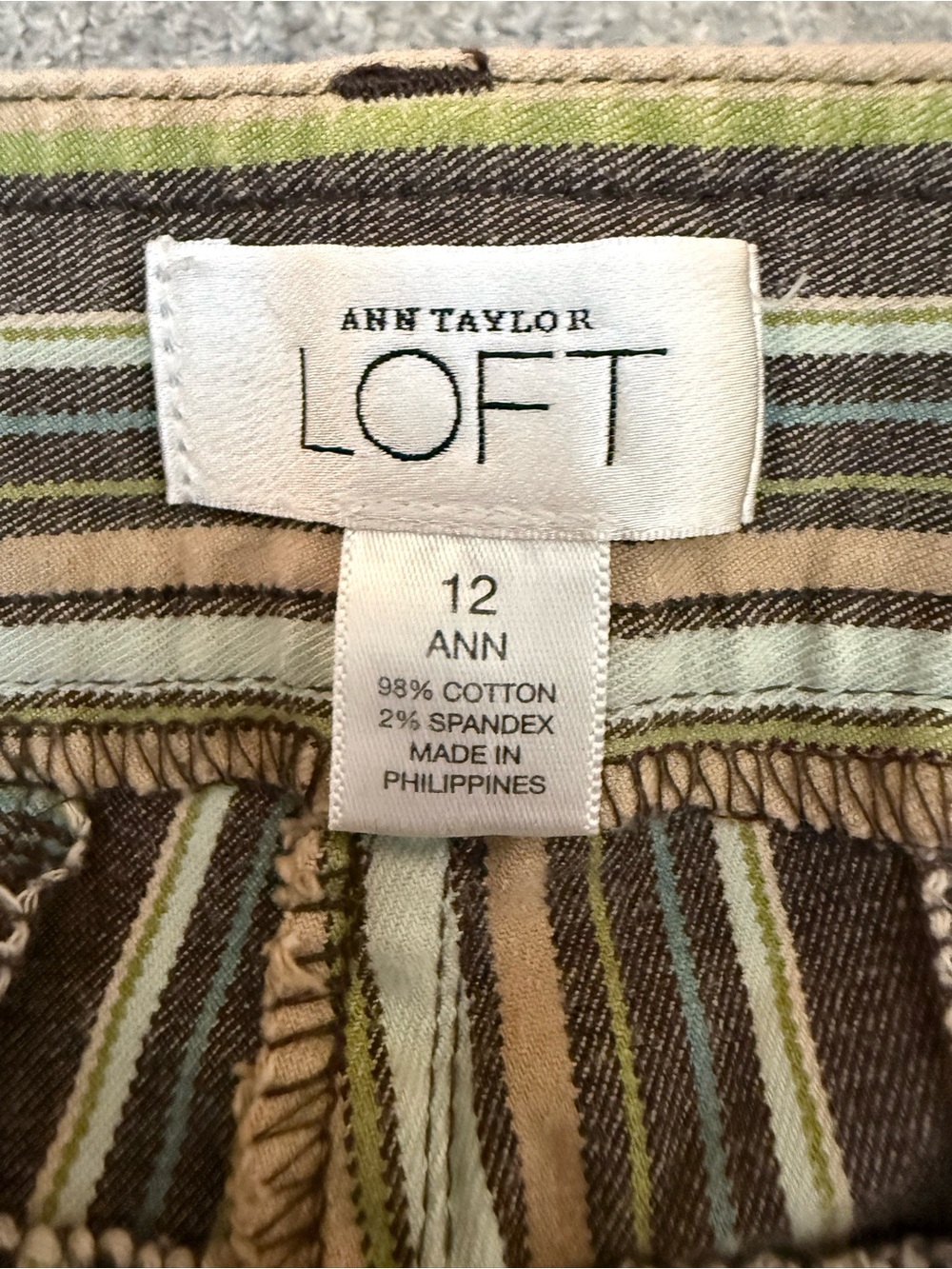 Ann Taylor Striped Cropped Cargo Pants in Brown and Green - Picture 11 of 11